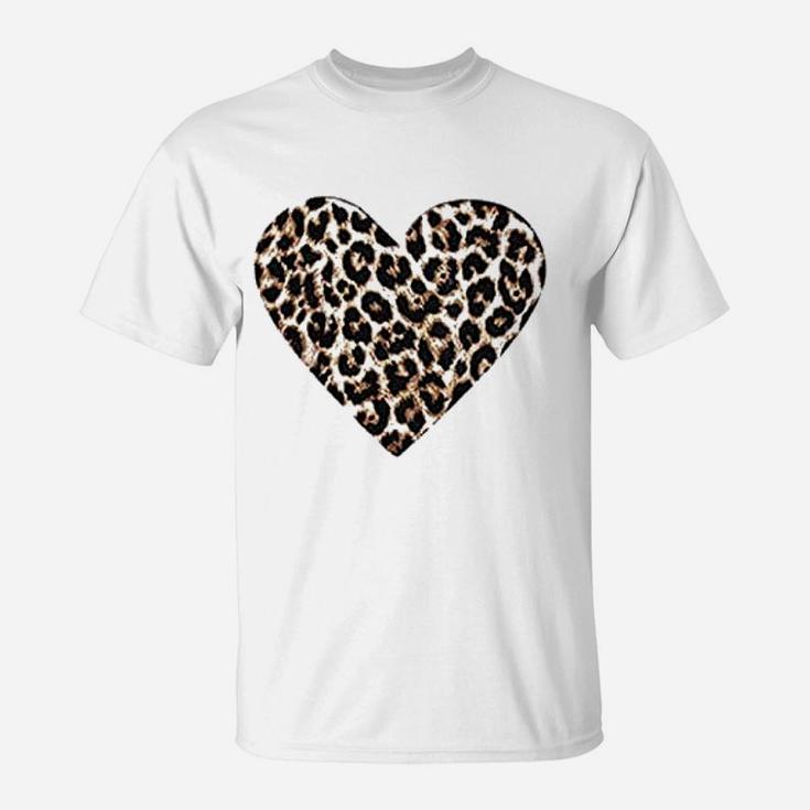Valentine Day Love Heart Leopard T-Shirt