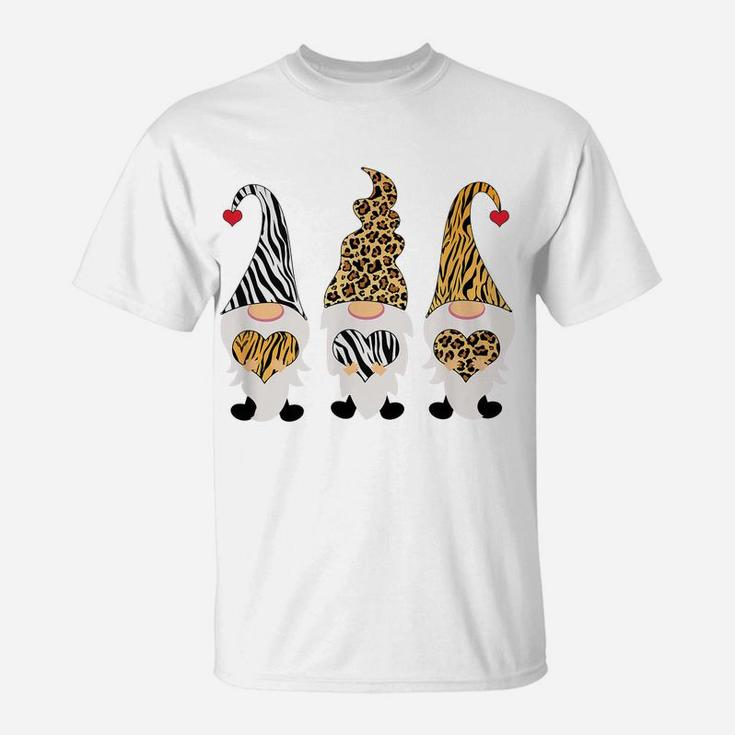Valentines Day Gnomes Leopard Cheetah Zebra Print T-Shirt