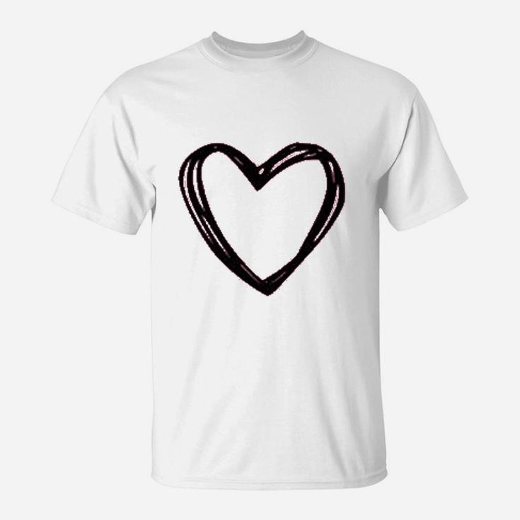 Valentines Day Women Cute Heart Buffalo Plaid Love Graphic T-Shirt