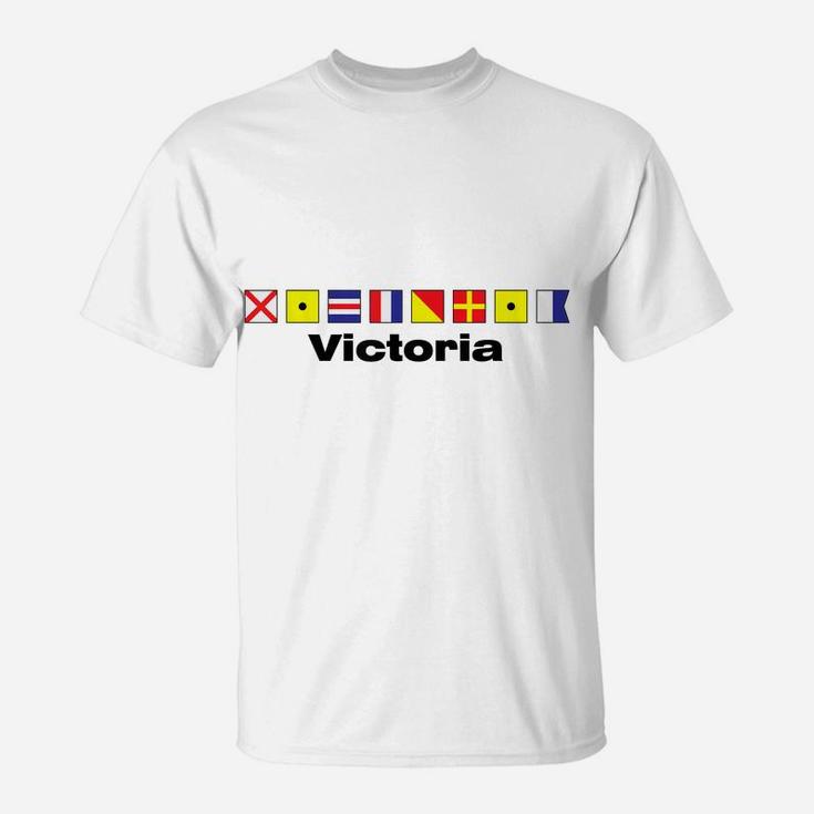Victoria Girls Name Ship Flags Sailor T Shirt For Girls T-Shirt