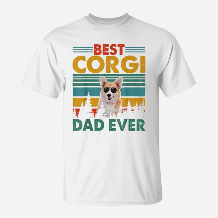 Vintag Retro Best Corgi Dog Dad Happy Father's Day Dog Lover T-Shirt