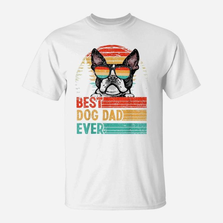 Vintage Best Dog Dad Ever Boston Terrier Dog Lover T-Shirt