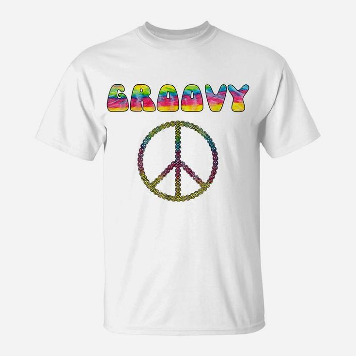 Vintage Retro 1970S Tie Dye Groovy Peace Sign T-Shirt