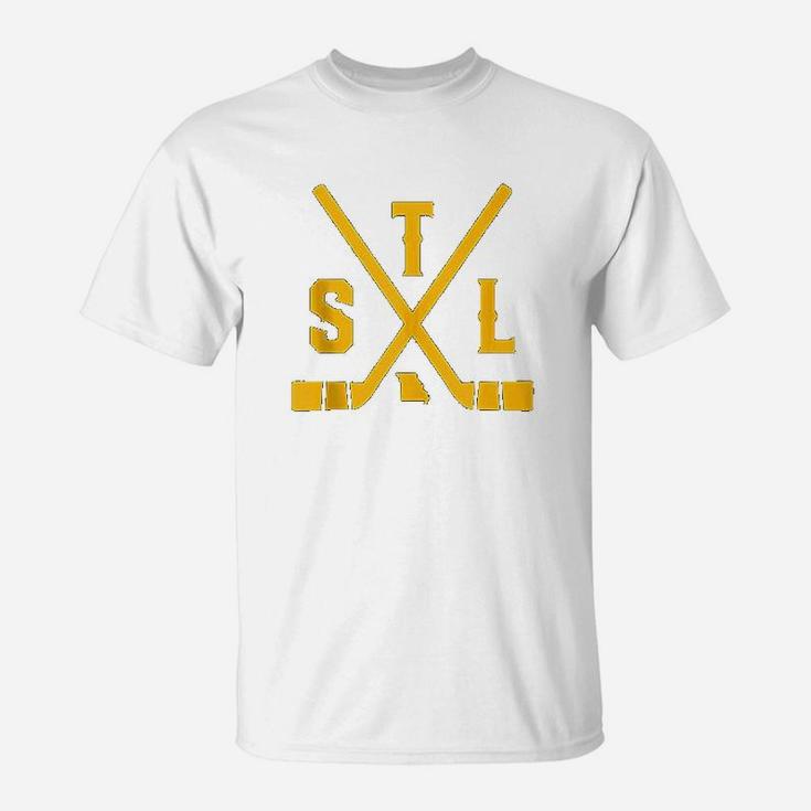 Vintage St Louis Ice Hockey Sticks State Outline T-Shirt