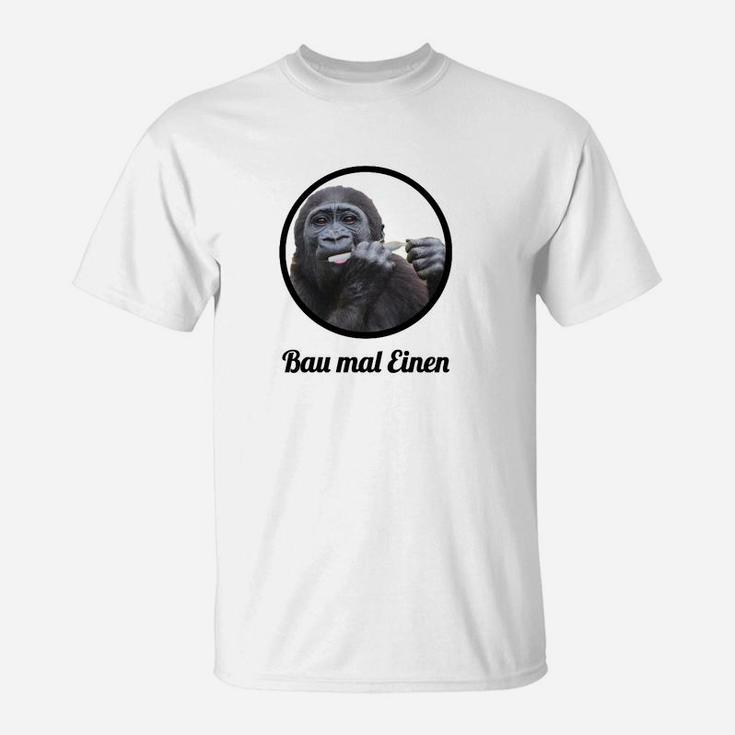 Weißes T-Shirt Bau Mal Einen mit witziger Grafik, Lustiges Spruch-Shirt