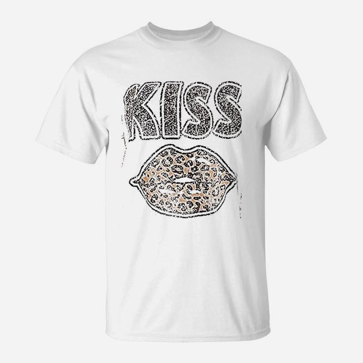 Women Leopard  Kiss Lips T-Shirt
