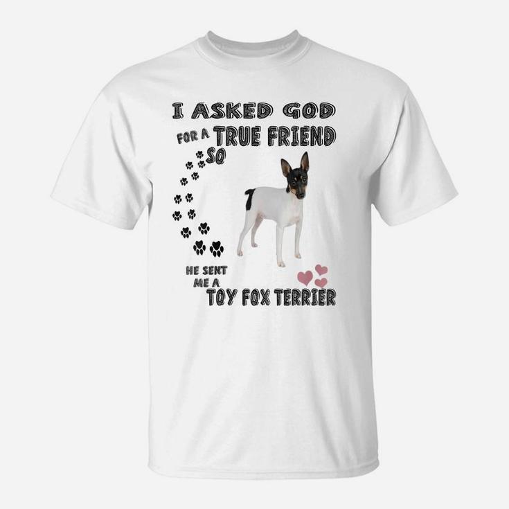 Womens American Toy Fox Terrier Quote Mom Dad Art, Cute Amertoy Dog T-Shirt