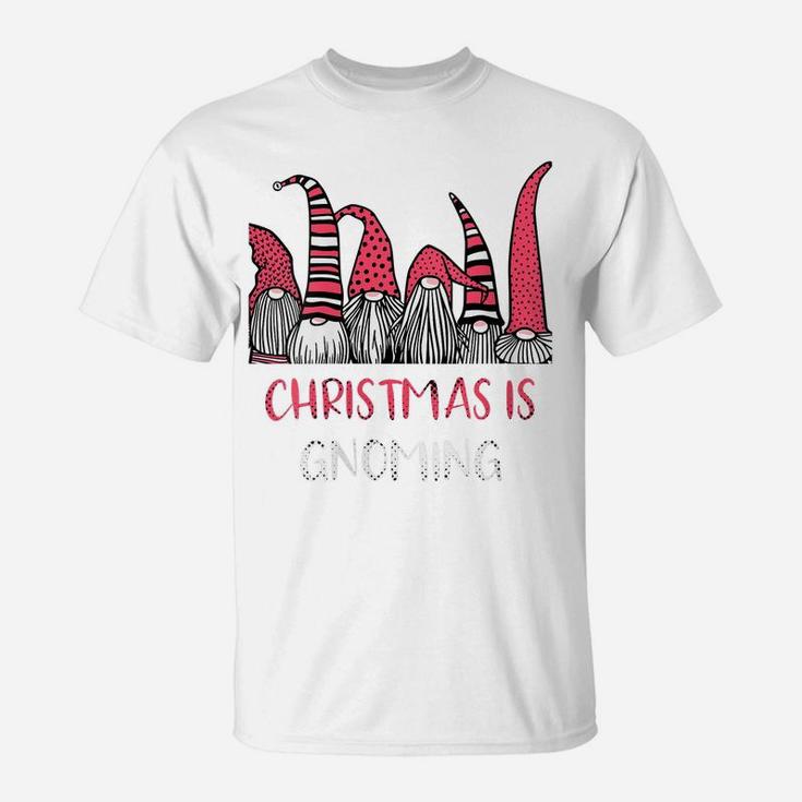 Womens Christmas Is Gnoming God Jul Gnome Tomte Xmas Santa Holiday T-Shirt