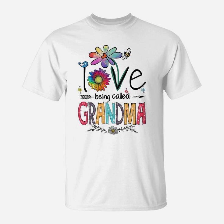 Womens I Love Being Called Grandma Daisy Flower Cute Mother's Day T-Shirt