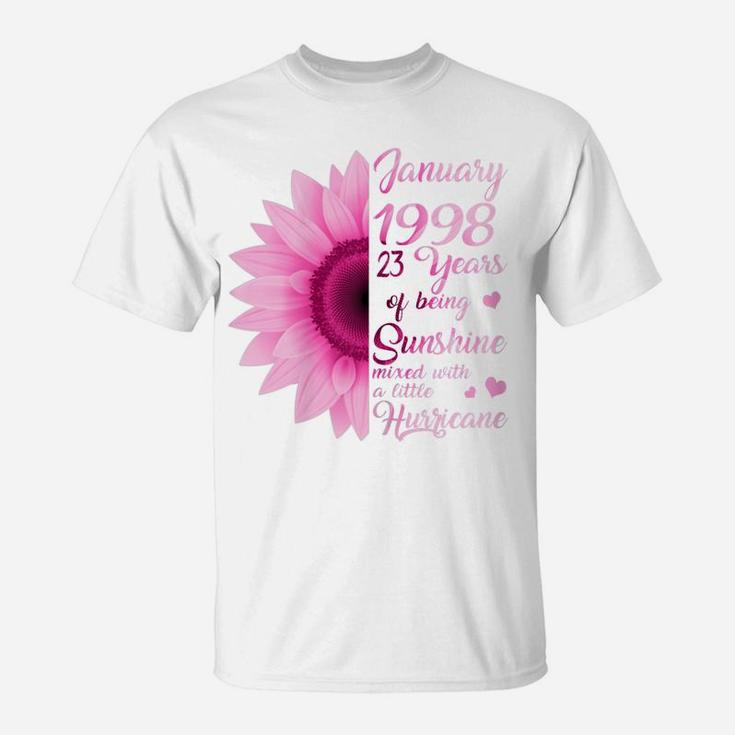 Womens January Girls 1998 Birthday Gift 23 Years Old Made In 1998 T-Shirt
