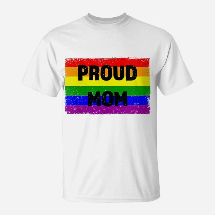 Womens Lgbtq Gay Pride Rainbow Support Ally Proud Mom Family T-Shirt