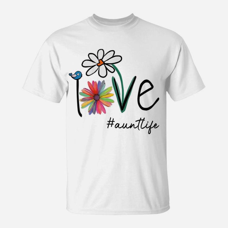 Womens Love Auntlife Life Daisy Flower Cute Funny Mother's Day T-Shirt