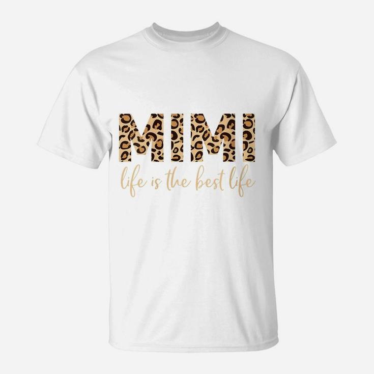 Womens Mimi Life Shirt For Grandma Mothers Day Gift Leopard Funny T-Shirt