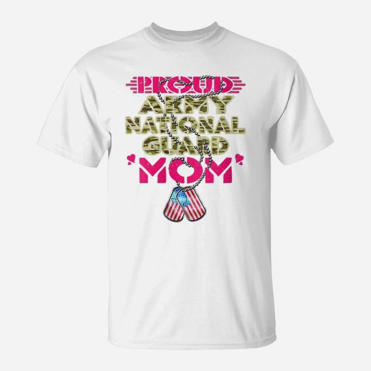 Womens Proud Army National Guard Mom Dog Tags Military Mother Gifts T-Shirt