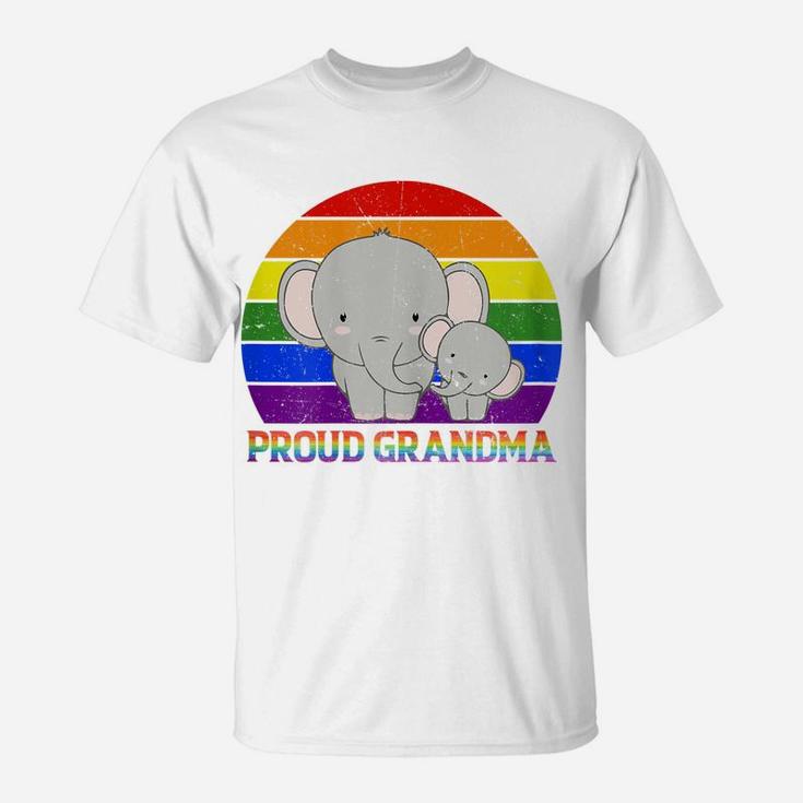 Womens Proud Grandma Elephant Proud Mom Lgbt Gay Pride Tshirt Gifts T-Shirt