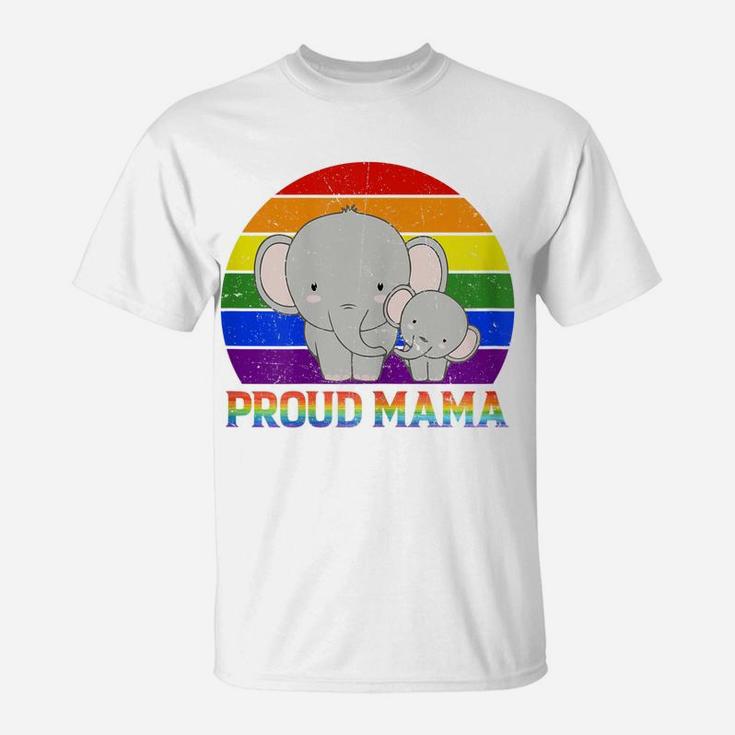 Womens Proud Mama Elephant Proud Mom Lgbt Gay Pride Tshirt Gifts T-Shirt