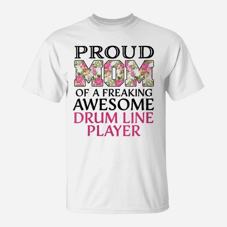 Womens Proud Mom Awesome Drum Line Player T-Shirt