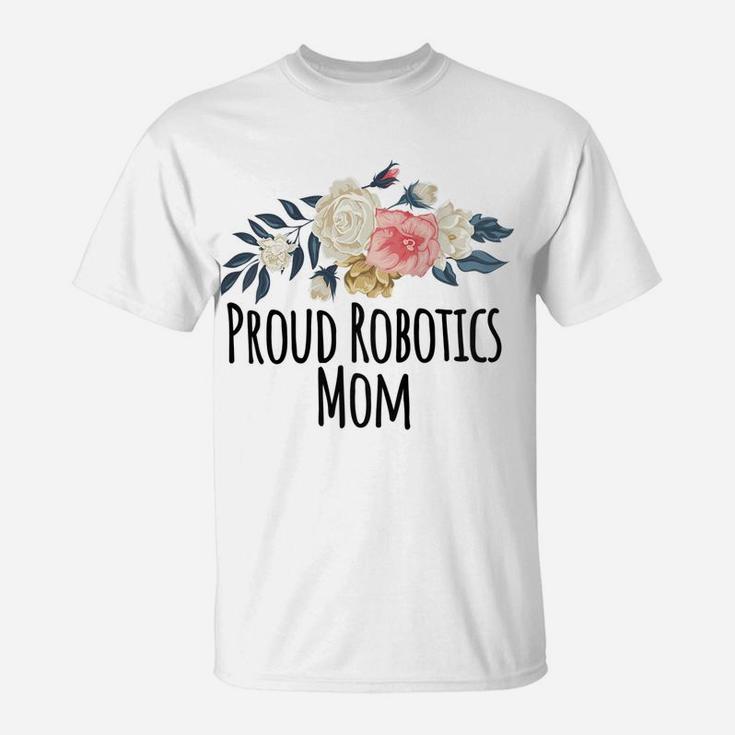 Womens Proud Robotics Mom, Floral Flowers Gift Raglan Baseball Tee T-Shirt