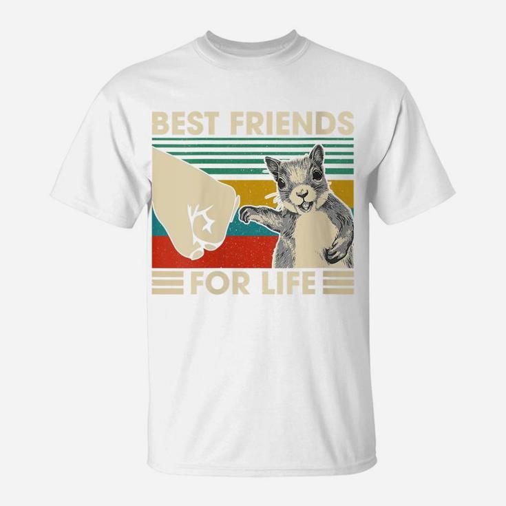 Womens Retro Vintage Squirrel Best Friend For Life Fist Bump T-Shirt