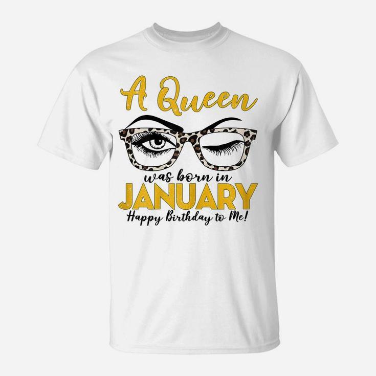 Womens Th Leopard Wink Eyes January Birthday Costume Women Gift T-Shirt