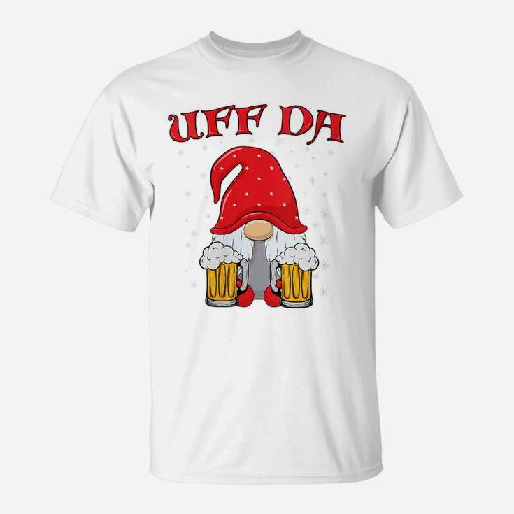 Womens Uff Da Scandinavian Norwegian Drunken Gnome Beer T-Shirt