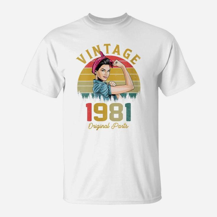 Womens Vintage 1981 Made In 1981 40Th Birthday 40 Years Old Gift T-Shirt