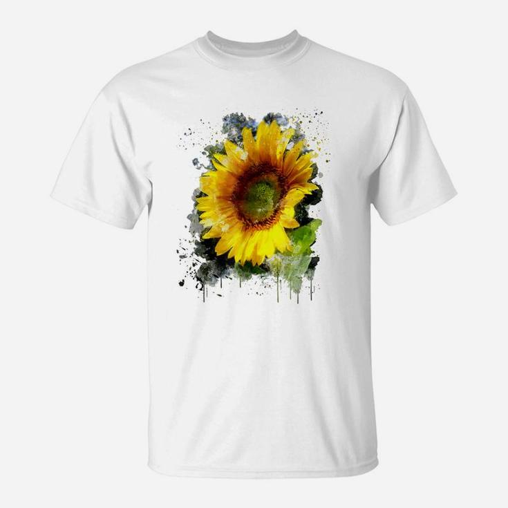 Yellow Watercolor Sunflower Summer Flower T-Shirt