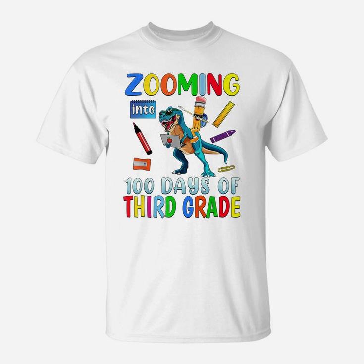 Zooming Into 100 Days Of Third Grade Virtual School Boys Kid T-Shirt