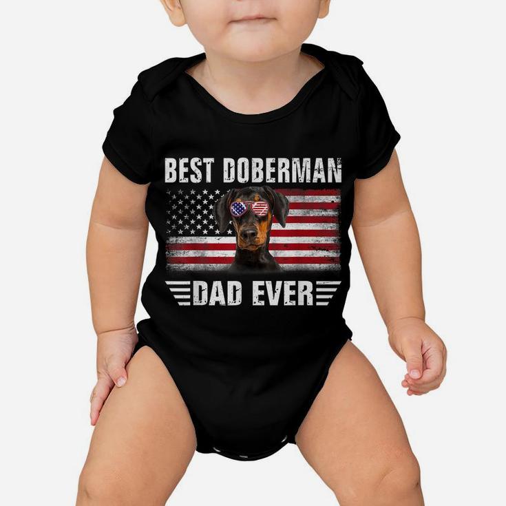 American Flag Best Doberman Dad Ever Tee Dog Dad Baby Onesie