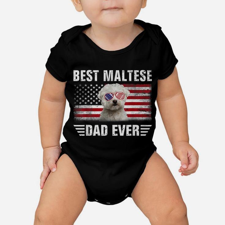American Flag Best Maltese Dad Ever Tee Dog Dad Baby Onesie