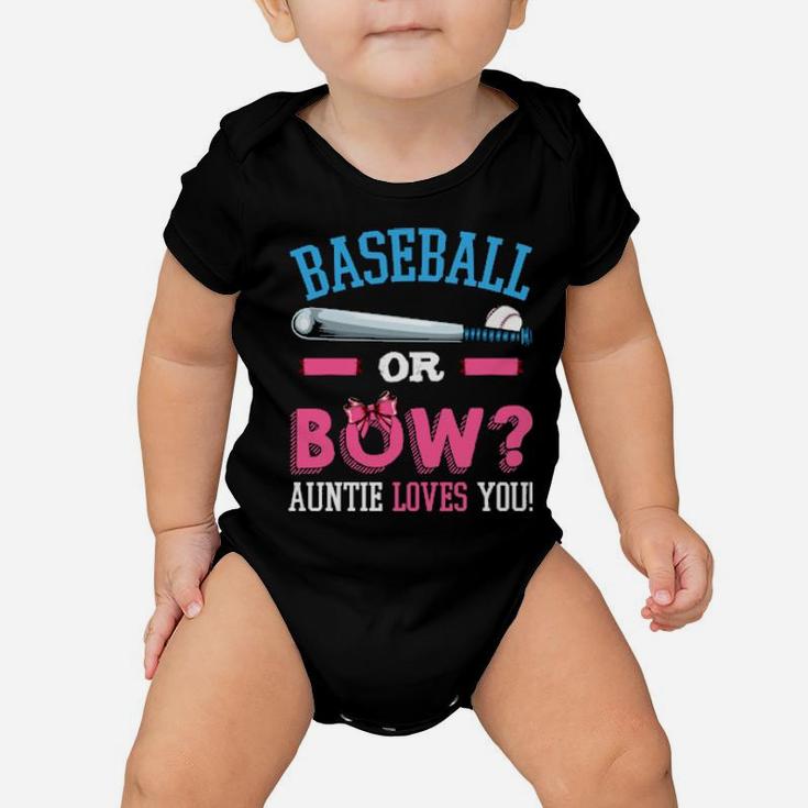 Baseball Or Bow Auntie Loves You Pregnancy Baby Party Gender Baby Onesie