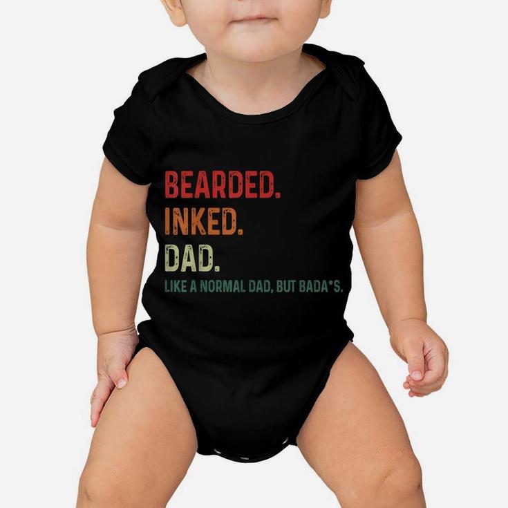 Bearded Inked Dad Funny For Daddy Tattoo Man Father Vintage Baby Onesie