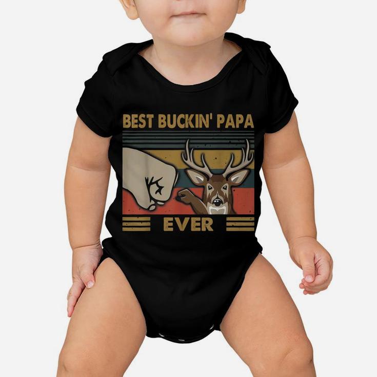 Best Buckin' Papa Ever Deer Hunting Dad Gifts Retro Vintage Baby Onesie