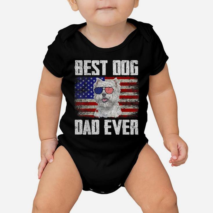 Best Dog Dad Ever Westie American Flag Baby Onesie