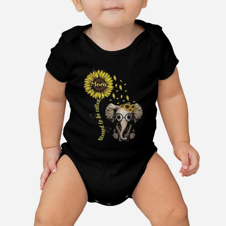 Blessed To Be Called Mom Sunflower Elephant Baby Onesie