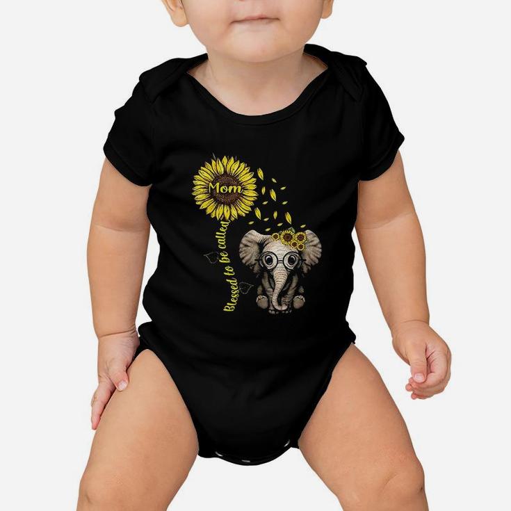 Blessed To Be Called Mom Sunflower Elephant Sunflower Baby Onesie