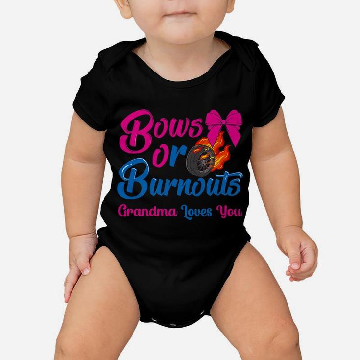 Bows Or Burnouts Grandma Loves You Gender Reveal Party Idea Baby Onesie