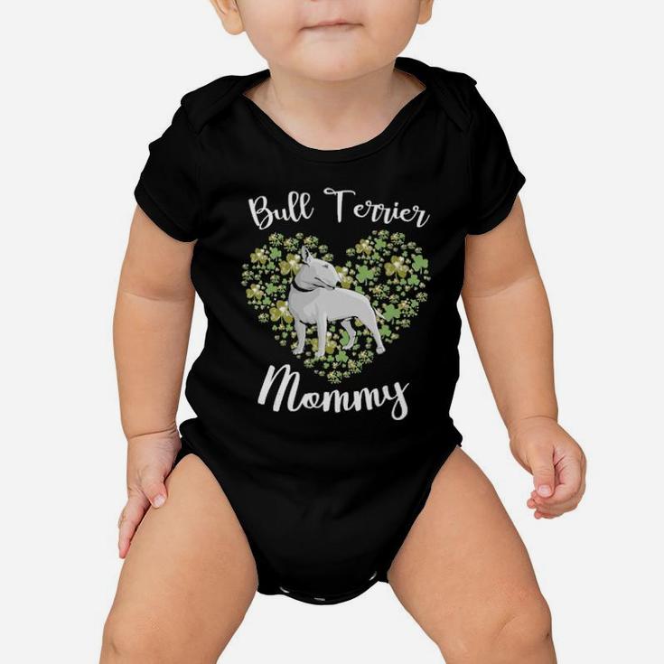 Bull Terrier Mommy Irish Shamrock Heart Gift Mothers Day Baby Onesie