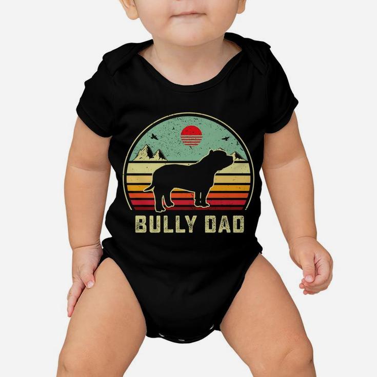 Bully Or Pitbull Dog Owner Daddy- Dad Retro Sunset Baby Onesie