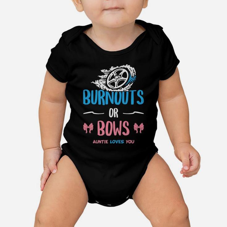 Burnouts Or Bows Gender Reveal Baby Party Announcement Aunt Baby Onesie