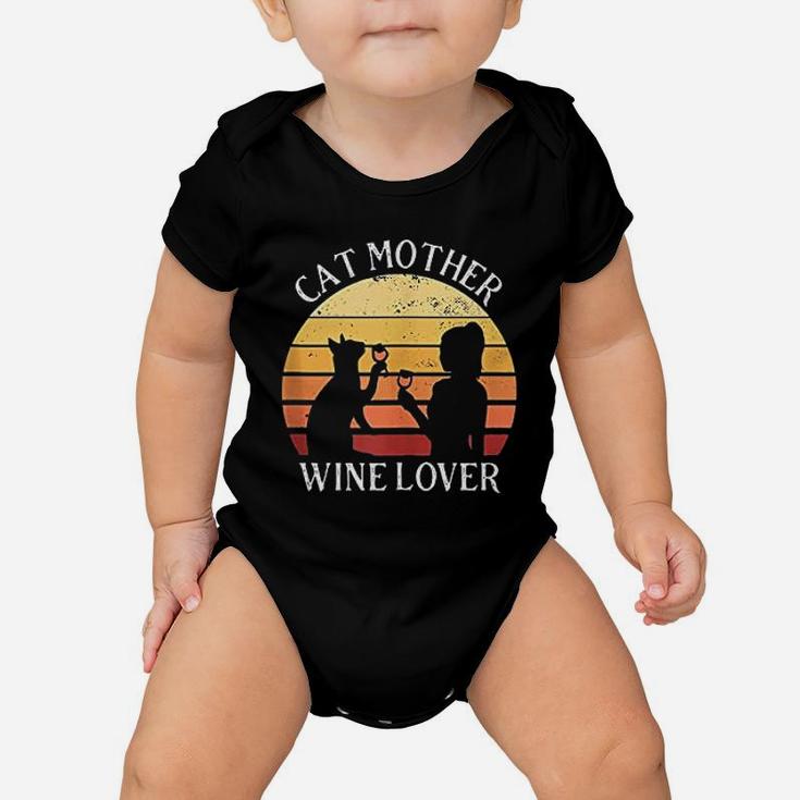 Cat Mother Wine Lover Vintage Baby Onesie