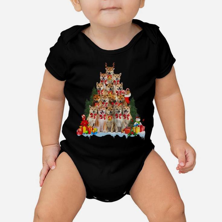 Christmas Pajama Shiba Inu Xmas Tree Gifts Dog Dad Mom Sweatshirt Baby Onesie