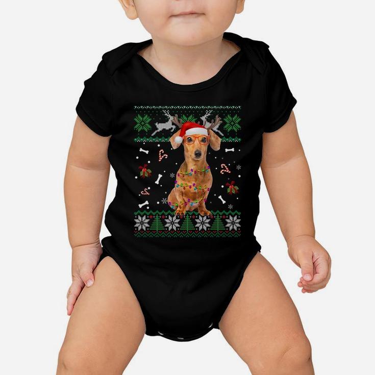 Christmas Tree Dachshund Pajama Lights Dog Dad Mom Sweatshirt Baby Onesie