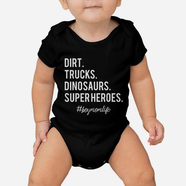 Dirt Trucks Dinosaurs Superheroes Boy Mom Baby Onesie