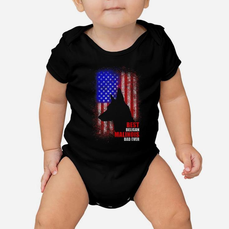 Dog Dad Ever American Flag Belgian Malinois Fathers Day Baby Onesie