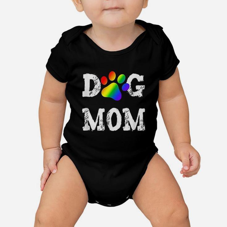 Dog Mom Dog Lover Rainbow Puppy Paw Baby Onesie
