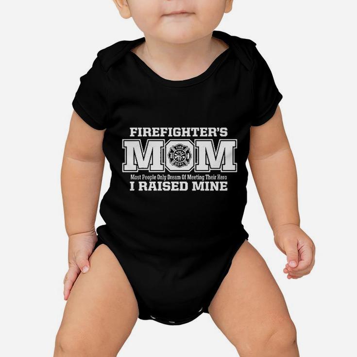 Firefighters Mom  I Raised My Hero Missy Fit Ladies Baby Onesie