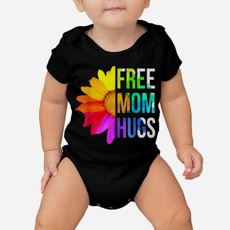 Free Mom Hugs Gay Pride Lgbt Daisy Rainbow Flower Baby Onesie