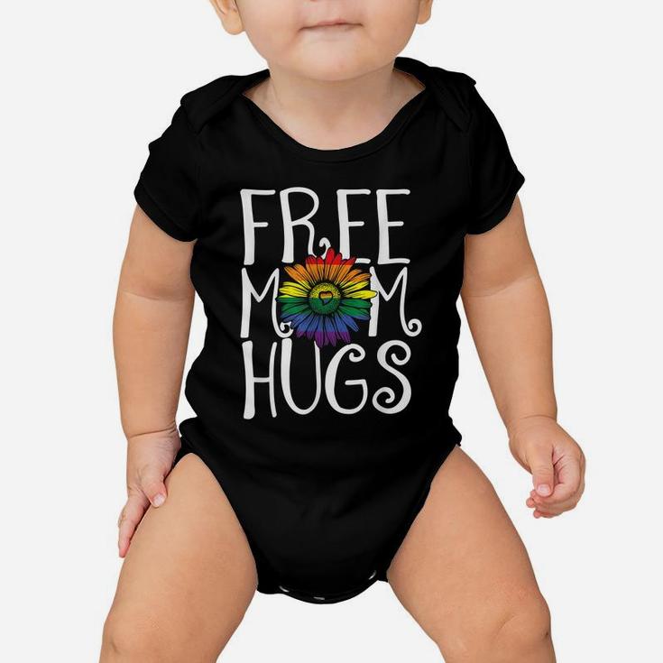 Free Mom Hugs Lgbt Gay Pride Rainbow Daisy Flower Baby Onesie