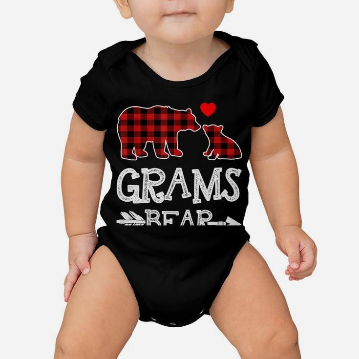 Grams Bear Shirt, Red Buffalo Plaid Grandma Bear Pajama Baby Onesie